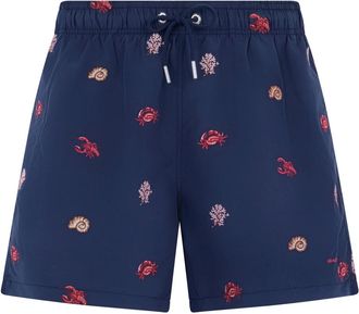 GANT Beachwear, male, Blue, Size: M Embroidered fabric swimsuit