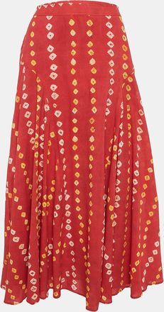 Ralph Lauren Polo Ralph Lauren Red Tie-Dye Print Cotton Maxi Skirt