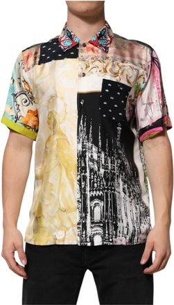 Dolce & Gabbana Multicolor Bedrukt Button Down Casual Overhemd - Heren - Korte mouwen Overhemden - Veelkleurig - M - Overhemden