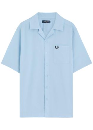 Fred Perry Logo-embroidered Cotton Shirt - Light Blue - Xxl