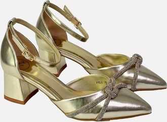 XY London Womens XY London Womens/Ladies Sarah Ankle Strap Medium Block Heel Court Shoes - Gold - Size: 8