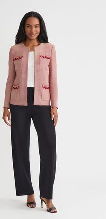 Misook Hertiage Lurex Ring Trim Knit Jacket in Scarlet Red/gold at Nordstrom, Size Xx-Large