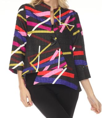 Joseph Ribkoff Abstract Textured Trapeze Jacket In Black Multi