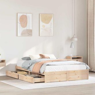 vidaXL Vidaxl - Estructura De Cama Sin Colch&oacute;n Madera De Pino Blanco 150x200 Cm