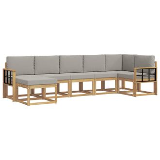 vidaXL Conjunto De Sof&aacute;s De Exterior 7 Pcs Blanco Y Gris Claro Vidaxl