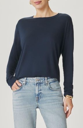 Splendid Lila Long Sleeve Cotton Top in Navy Blue at Nordstrom, Size X-Small