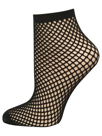 Pretty Polly Womens Ropenet Ankle High Sock In Black