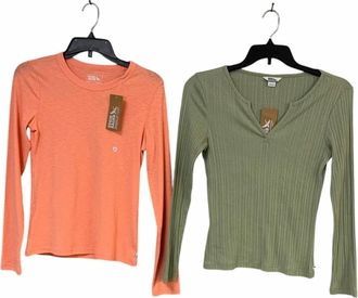 Eddie Bauer Womens Small Infinity Slub Meadowood Rib Long Sleeve Tops Set Of 2 In Sage