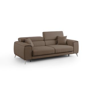 Divani.Store Fusion Sof&aacute; Con Asientos Deslizantes En Tela Suave Antimanchas 185 Cm Marr&oacute;n