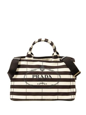 Prada striped tote bag - Neutrals