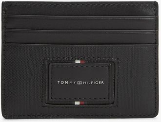 Tommy Hilfiger Mens Hilfiger Logo Leather Card Holder - Black