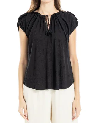 Max Studio V-Neck Tie Detail Top