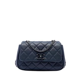Chanel Pre-owned Frame in Chain Schoudertas - Dames - Pre-owned - Blauw - Maat: ONE Size Leer
