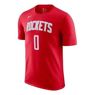 Nike Mens Nike Sports Basketball Short Sleeve Rockets Russell Westbrook No. 0 Red T-Shirt CV8522-659