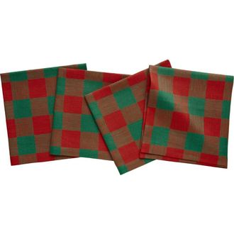 Solino Home Linen Dinner Napkins - Buffalo Check, 20 x 20 in Red And Green at Nordstrom, Size Large