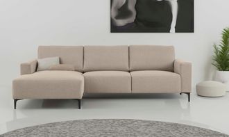 HOME AFFAIRE Ecksofa »Tournon, L-Form, Breite 262 cm, Webstoff, Chenille« Designsofa im nordischen Stil, Wellenunterfederung, Metallfüsse