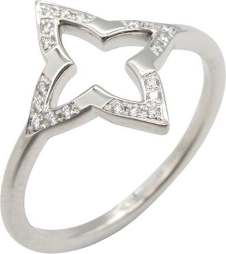 Louis Vuitton Silver Clear White Gold (18K) Band Ring (Pre-Owned)