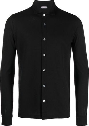Zanone spread-collar shirt - men - Cotton - 46 - Black