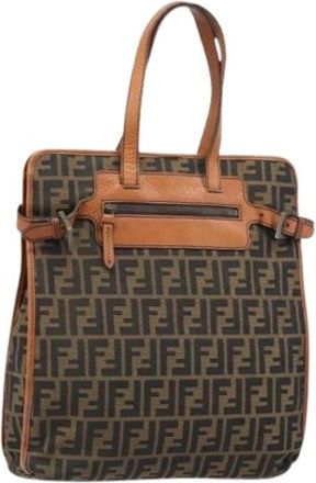 Fendi Pre-owned Tote Bags, female, Brown, Size: ONE SIZE Pre-owned Zucca Canvas Tote Bag