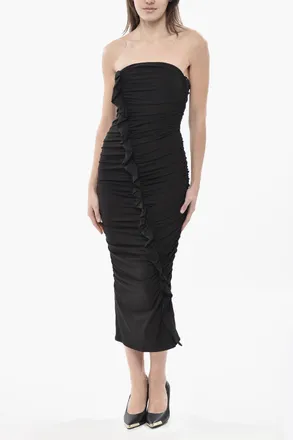 The Attico Strapless Draped Sheath Dress The Attico
