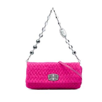 Miu Miu Pre-owned Miu Miu Matelasse Nylon Crystal Chain Satchel Ladies 5Q198AINRFKGESY1