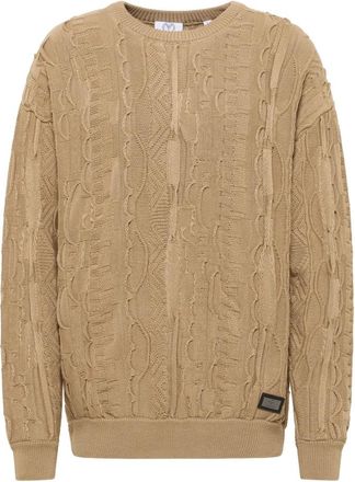 Carlo Colucci Truien & Vesten, Heren, Beige, 2Xl, Geborduurde Gebreide Trui Dima