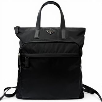 Prada Black Polyamide Leather Tote Bag (Pre-Owned)