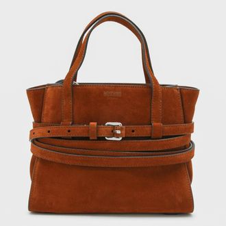 Moschino Brown Leather Tie Me Top Handle Bag