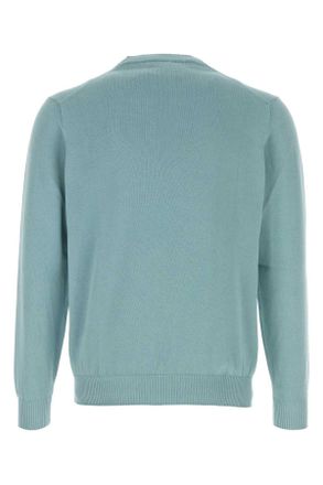 Fedeli Mens Light-Blue Cotton Sweater Cartadazucchero Exterior: Maglieria