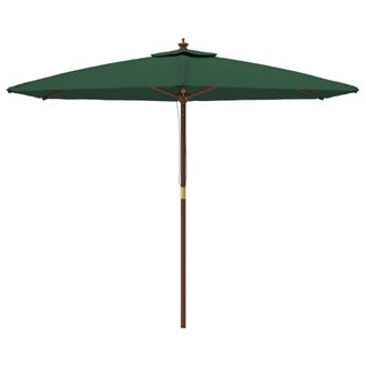 Berkfield Home Durable Garden Parasol with Wooden Pole Green 299x240 cm