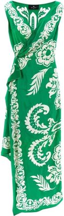 Etro Kleedjes, Dames, Groen, M, Floral Viscose Midi Jurk