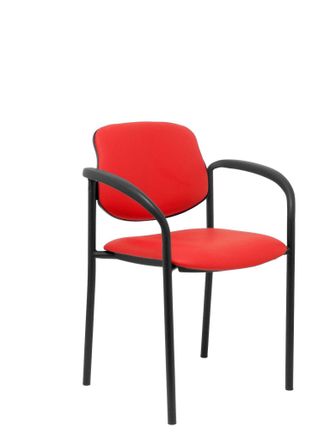 Piqueras y Crespo Silla Fija Styl Similpiel Rojo Chasis Negro Con Brazos