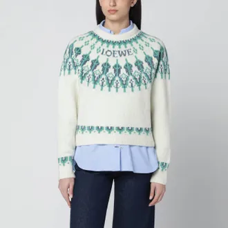 Loewe Maglione bianca con motivo Fair Isle