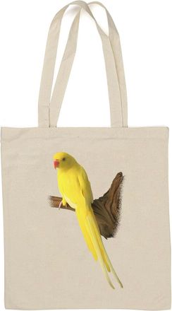 Generic Budgerigar Lovebird Yellow Parrot Bird Natural Cotton Tote Bag White