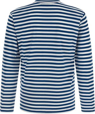 Comme Des Gar&ccedil;ons Logo-Patch Striped T-shirt - Navy