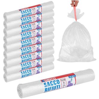Trade Shop Trade Shop - 10 Rollos De Bolsas Para Sobres De Basura 115lt 72x105 Con Cierre De Correa Blanca 100unds