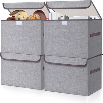 No Brand Caja De Almacenamiento De Tela - Cesta De Almacenamiento Plegable Con Tapa, Caja De Almacenamiento Para Ropa Y Mantas, Organizador De Armario C&uacute;bico -
