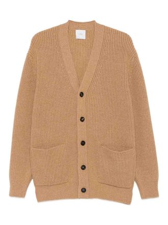 Malo Camel V-neck cardigan with pockets