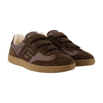 Balmain Mens Swan Scratch Sneaker Brown Calfskin