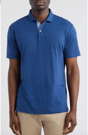 Johnnie-O Starnes Heathered Cotton Blend Polo In Navy