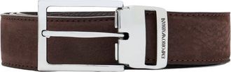 Emporio Armani Brown Textured Buckle Belt