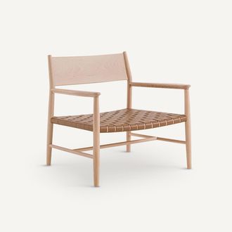 AM.PM Fauteuil in massief beukenhout en leren riemen, Milda