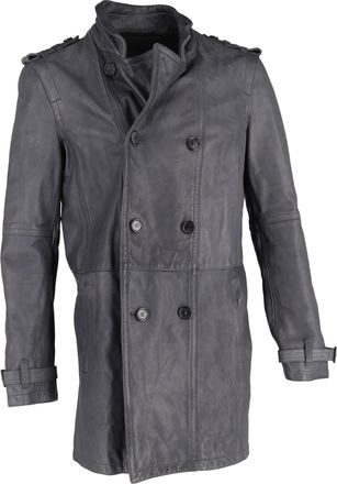 Neil Barrett Pre-owned Mens Double Breasted Coat in Grey Leather - Size Large