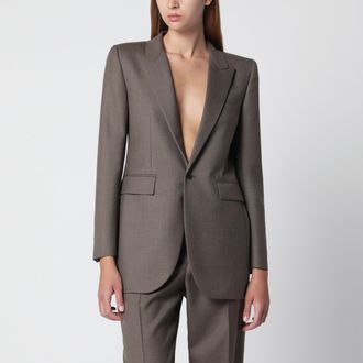 Saint Laurent Single-breasted jacket in taupe virgin wool