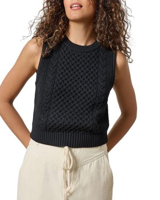Lilla P Cropped Cable Tank Sweater