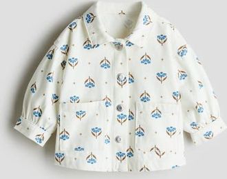 H&M Cotton Denim Jacket in White/floral at Nordstrom, Size 9M