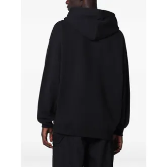 adidas Logo-Embroidered Cotton Hoodie - Black