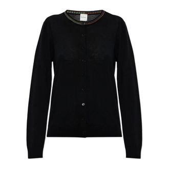 Paul Smith Round-neck Knitwear, female, Black, Size: M Wool Cardigan