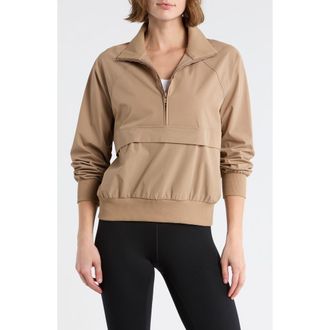 Zella Perfect Day Half Zip Pullover in Tan Portabella at Nordstrom Rack, Size X-Small