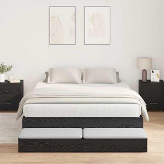 vidaXL Cama Con Almacenamiento Roble Negro 236.5 X 150 X 31.5 Cm Vidaxl